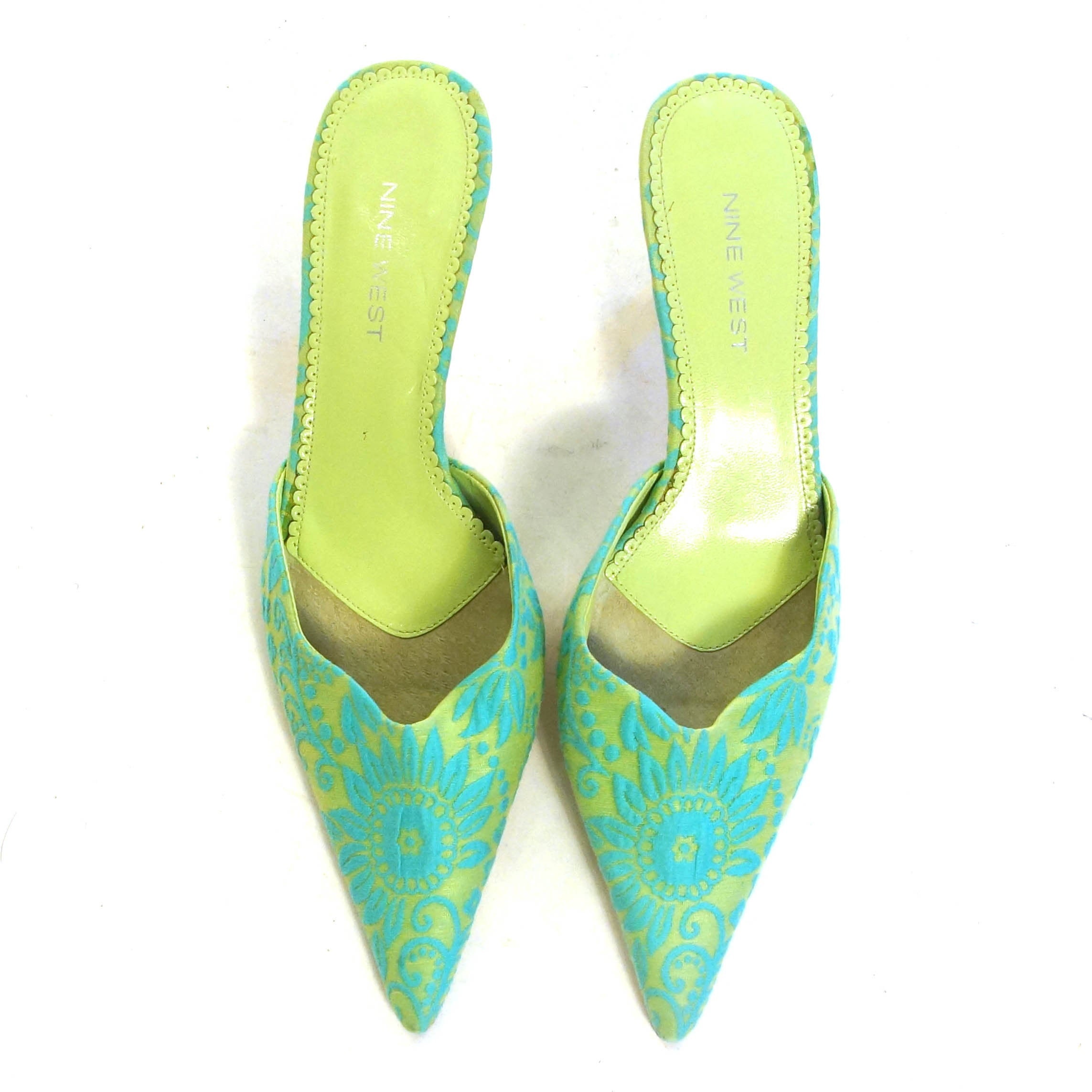 turquoise low heel shoes