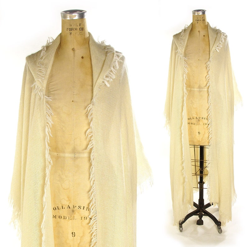 RARE Giorgio Saint/'Angelo Hooded Wrap Vintage 70s Handwoven Long Poncho or Cape One Size
