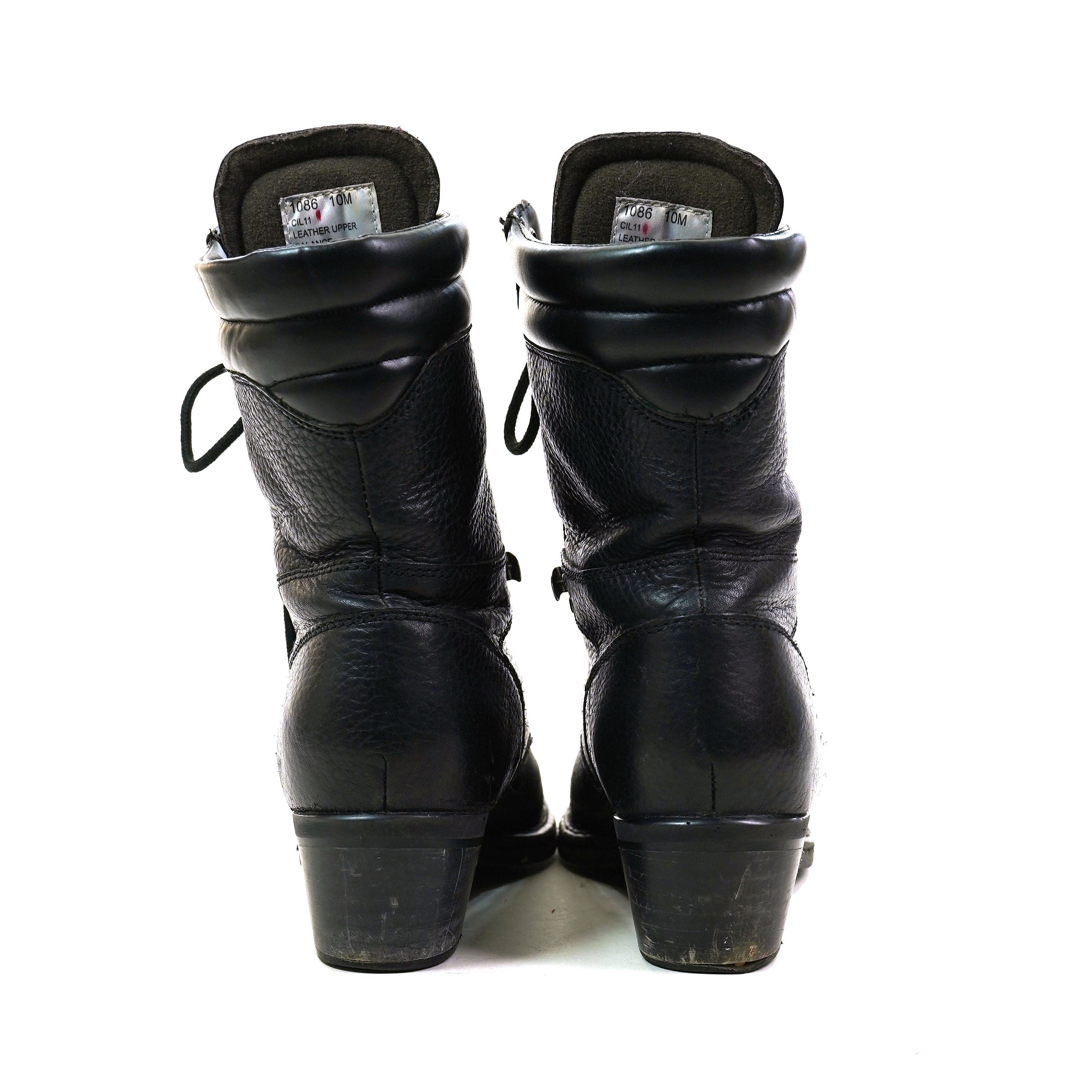 Black Leather Lace Up Packer Ankle Boots Women's Size 10 Etsy