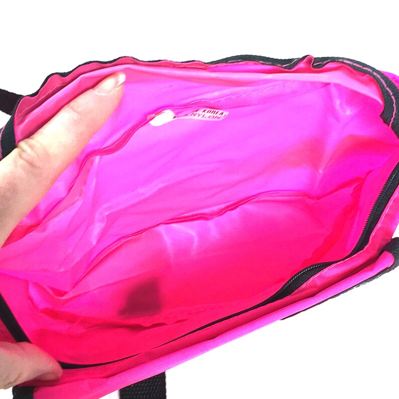 Nylon Fanny Pack Vintage 90s Neon Pink Hip Pouch with Pockets and Adjustable Waist Strap