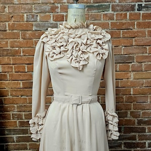 Vintage 70s Secretary Dress with Ruffles