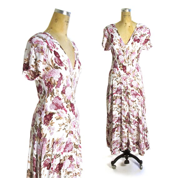 Starina Bias Cut Slip Dress Vintage 90s Floral Ray