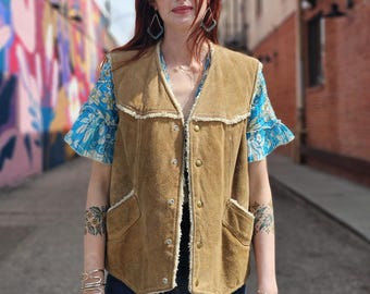 Vintage Shearling Lined Suede Vest