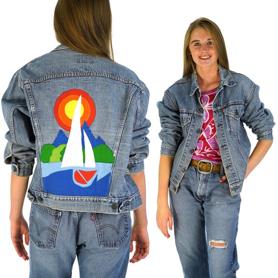 Levi's Denim Jacket Vintage 80s Customized Patchwo