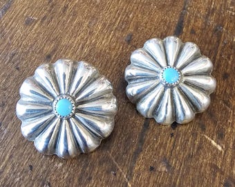 Vintage Sterling Silver & Turquoise Post Earrings