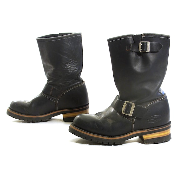 black leather moto boots womens