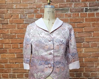 Vintage Chinese Silk Brocade Jacket in Petal Pink