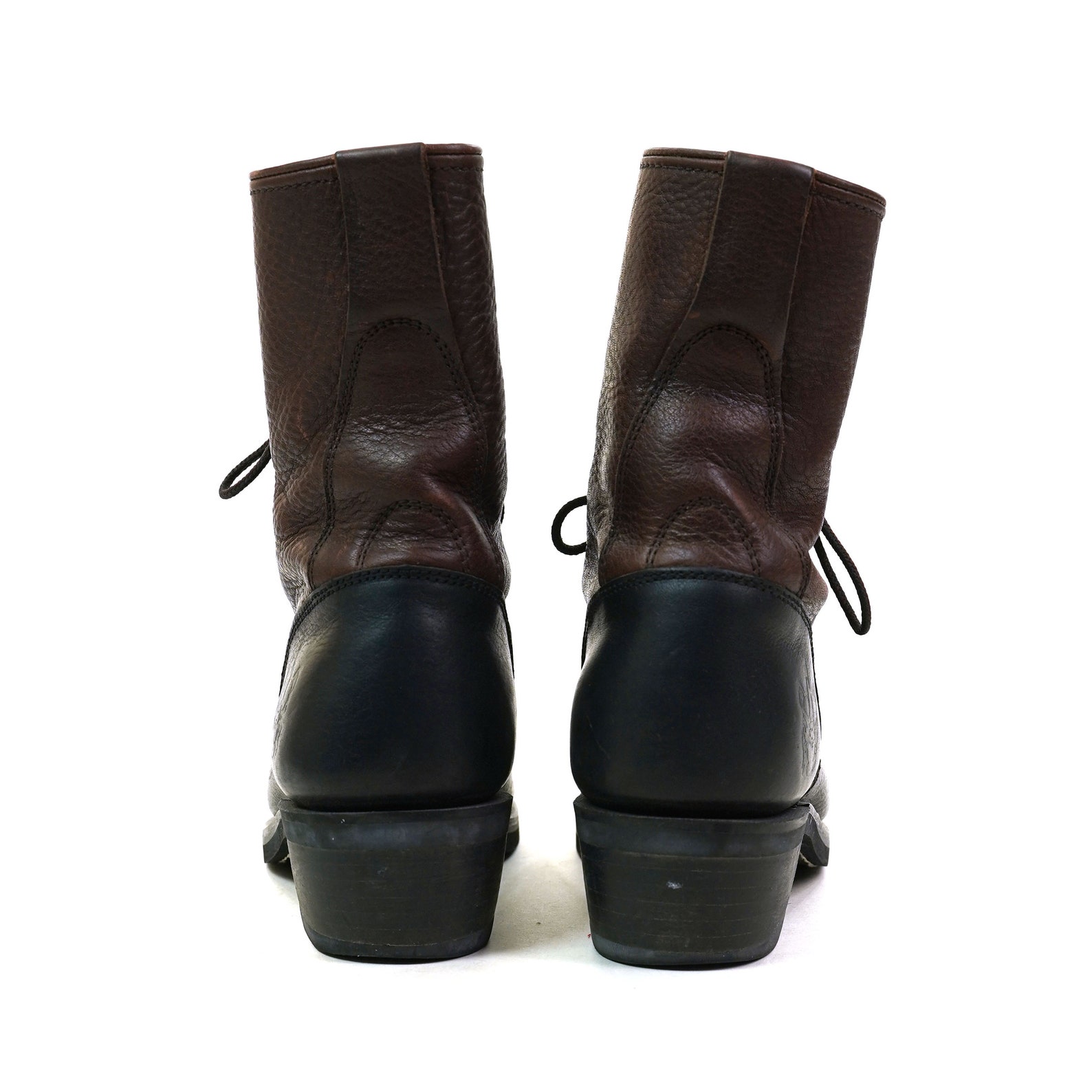 Two Tone Leather Lace Up Packer Ankle Boots Women's Size 9 Etsy