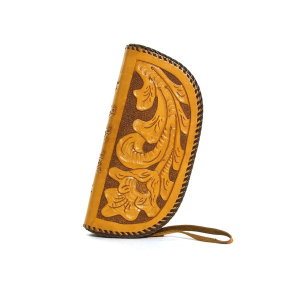 Tooled Leather Clutch Bag Vintage 70s Southwester… - image 3