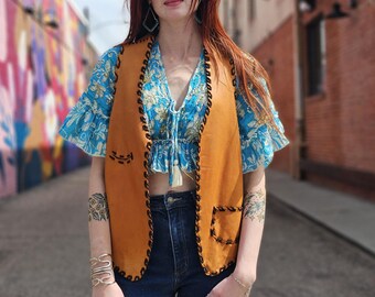 Vintage 70s Handmade Deerskin Leather Vest