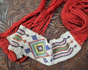 Vintage Loom Beaded Belt or Hat Band