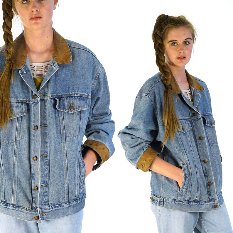 80s denim jacket look