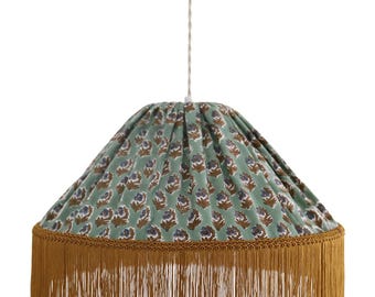 Bella conische hanglamp met franjes "bohemian floral"