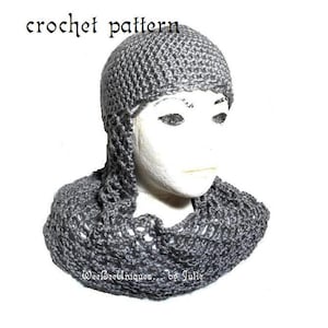 crochet pattern digital download chainmail coif knight helmet hat children & adults