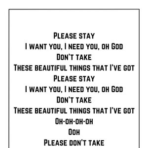 Printable Wall Art Music Lyrics - Benson Boone - Beautiful Things