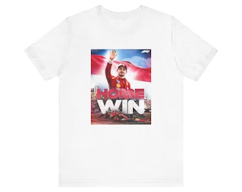Camiseta gráfica de Charles Leclerc con la victoria en Mónaco, camiseta Ferrari F1