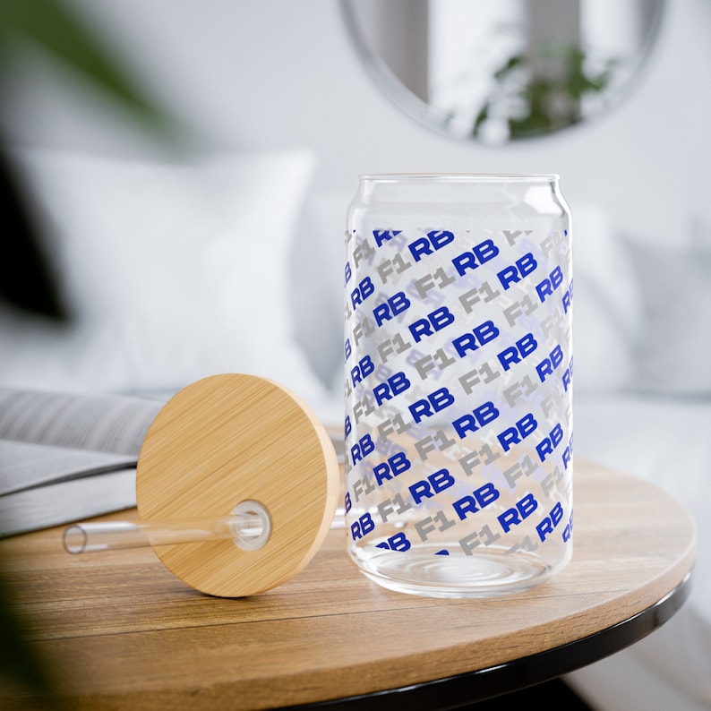 Red Bull Racing Glass Tumbler - Formula 1 Fan Gift, 16oz image 1