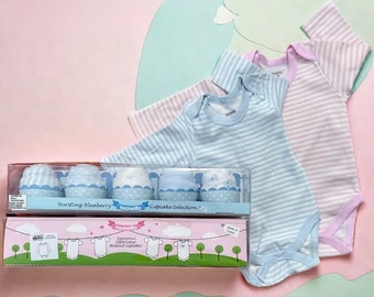 Cupcake-Style Wrapped Infant Body Suit - Ideal for New Parents & Perfect Baby Shower Gift (SET of 5)