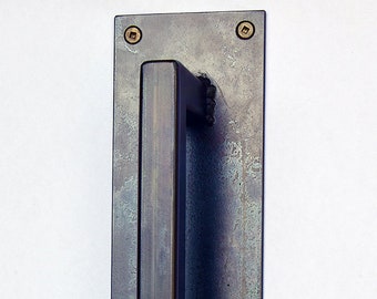Black Steel Barn Door Handle: Minimal Modern Rustic Pull
