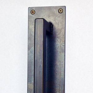 Black Steel Barn Door Handle: Minimal Modern Rustic Pull