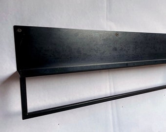 Bent Steel Floating Bathroom Shelf with Towel Bar