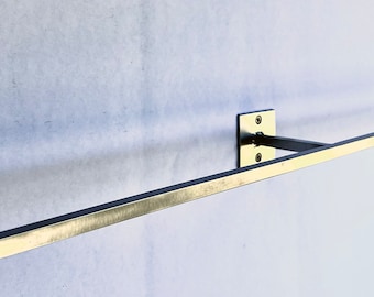 Modern Steel Towel Bar, Handmade Industrial Bathroom Rack, Minimalist Wall Mounted Towel Holder, Housewarming Gift