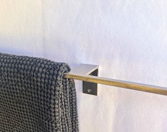 Modern Steel Towel Bar, Minimalist Kitchen and Bath Rack, Handmade Wall Mounted Towel Holder, Housewarming Gift