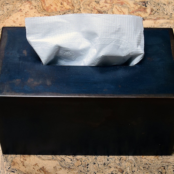 Handmade Industrial Steel Tissue Box Cover: Modern Minimalist Design