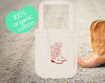 Cowboy Boots Tote Bag, Organic Canvas Tote Bag, Y2K Clothing, Cowboy Bag, Earth Day, Organic Cotton, Farmers Market Tote, Shopping Bag, TJs