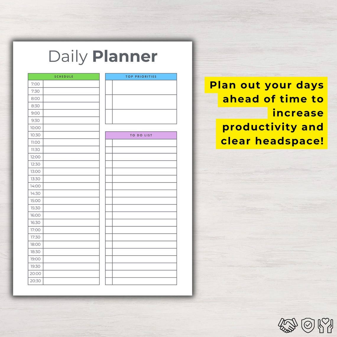ADHD Daily Planner Printable Hourly Schedule Task Tracker Goal Setting ...