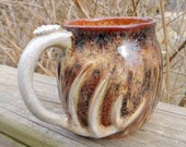 18 oz deer antler mug handmade stoneware pottery gift for the hunter coffee camoflauge 010