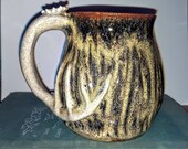 16 oz deer antler mug handmade stoneware pottery gift for the hunter coffee camoflauge 007