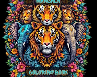 29 Animal Mandala Coloring Pages / Printable Coloring Book / Adult Coloring Pages / Printable Digital Coloring / Fantasy Coloring