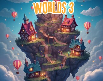 Set of 6 - Magical Worlds 3 Coloring PagesAdult Coloring Page / Magical Worlds / Instant Download I Printable Coloring Sheet I Landscapes