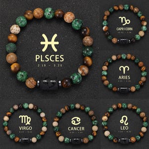 12 bransoletek z kamieni naturalnych zodiaku | 12 konstelacji biżuterii dla par | Biżuteria na prezent przyjaźni dla mężczyzn i kobiet