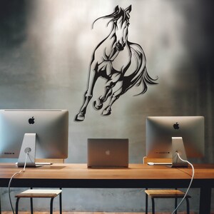 Metal Horse Decor, Home Office Decoration, Wildlife Lover Gift, Horse Sign, Farmhouse Decor,Metal Wall Art image 3