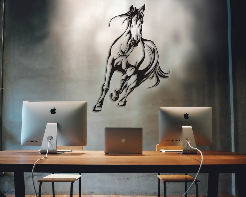 Metal Horse Decor, Home Office Decoration, Wildlife Lover Gift, Horse Sign, Farmhouse Decor,Metal Wall Art image 3