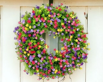 Baby's Breathe Spring Wreath | Mix Flower Spring Wreath | Summer Flower Wreath | Artificial Wreath | Garden Decor | Front Door Wreath | Gift
