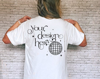 CC1717 T-Shirt Mockup - Color:  WHITE - BACK Studio Trendy Influencer Mockup