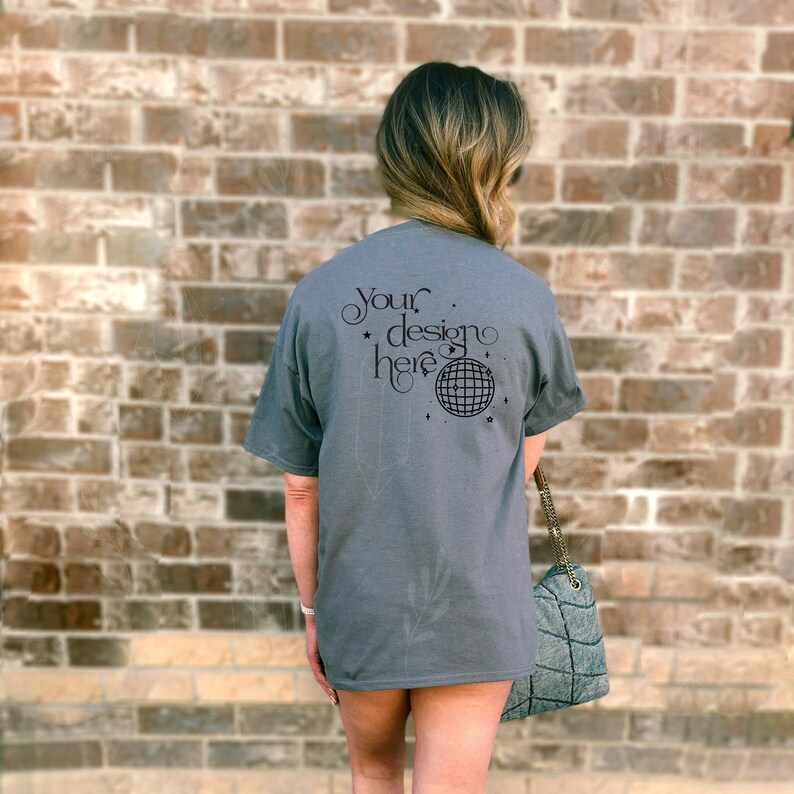 GILDAN5000 Tshirt Mockup 2 Image BUNDLE Color CHARCOAL Front & Back