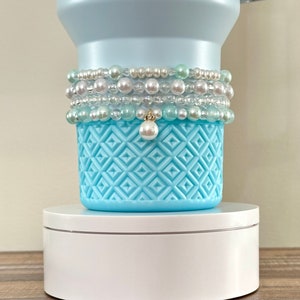 Tiffany & Blue Pearl Stacking Bracelets - Stanley Accessories - Charm Bracelets