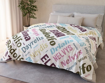 Personalized Name Blanket: Custom Family Names Gift, Made in USA