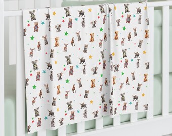 Animal Print Baby Blanket, Plush Safari Jungle Theme for Children