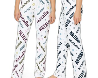 Custom Pajama Pant with Names, Words and Patterns; Personalized PJs Patterns, Made in USA