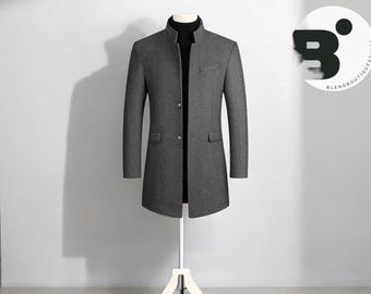Long Trench Coat | Comfortable Formal Jacket | Cozy Outerwear | Men&#39;s Fashion