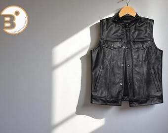 Men’s Faux Leather Vest | Stand Collar Biker Waistcoat | Sleeveless Zipper Jacket with Pockets | Stylish Autumn Winter Layering