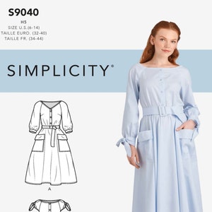 Uncut Simplicity Sewing Pattern 9040 10420 R10420 Misses' Dresses With Neckline, Sleeve & Length Variations size 6-14  14-22 FF