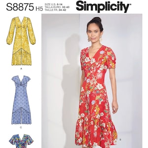 Uncut Simplicity Sewing Pattern 10117 8875 Misses' Dresses Size: 6-14 14-22 FF