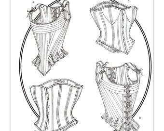 UNCUT Historical Close Fitting Corsets - Butterick B4254 4254 Historical Patterns 18th Century- Sizes: 6 -8 -10 or 12 -14 -16 18-20-22 FF