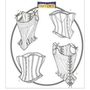 UNCUT Historical Close Fitting Corsets - Butterick B4254 4254 Historical Patterns 18th Century- Sizes: 6 -8 -10 or 12 -14 -16 18-20-22 FF